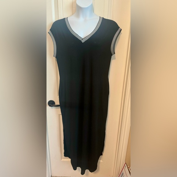 NWOT Maxi Cap Sleeve Dress V Neck Split Loose Side Pockets Casual Beach, Large - Picture 10 of 14
